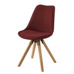 Gestoffeerde stoel ALEDAS geweven stof/massief rubberboomhout - Geweven stof Cors: Donkerrood