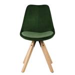 Chaises capitonnées Aledas IV Velours / Caoutchouc massif - Vert foncé / Caoutchouc - Vert foncé - Beige - Lot de 2