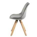 Chaises capitonnées Aledas IV Velours / Caoutchouc massif - Gris - Beige - Lot de 2