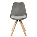 Chaises capitonnées Aledas IV Velours / Caoutchouc massif - Gris / Caoutchouc - Gris - Beige - Lot de 2