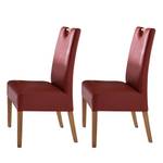 Chaises capitonnées Alessia (lot de 2) Rouge foncé / Chêne