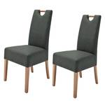 Lot de 2 chaises capitonnées Alessia II Imitation cuir - Anthracite / Chêne