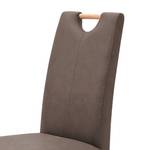 Lot de 2 chaises capitonnées Alessia II Imitation cuir - Marron / Hêtre