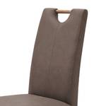 Lot de 2 chaises capitonnées Alessia II Imitation cuir - Marron / Chêne
