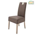 Lot de 2 chaises capitonnées Alessia II Imitation cuir - Marron / Imitation chêne de Sonoma