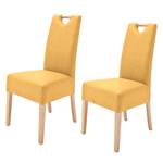 Lot de 2 chaises capitonnées Alessia II Imitation cuir - Curry / Hêtre naturel