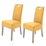 Lot de 2 chaises capitonnées Alessia II Imitation cuir - Curry / Chêne de Sonoma