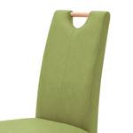 Lot de 2 chaises capitonnées Alessia II Imitation cuir - Vert kiwi / Hêtre naturel