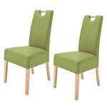 Lot de 2 chaises capitonnées Alessia II Imitation cuir - Vert kiwi / Hêtre naturel