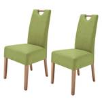 Lot de 2 chaises capitonnées Alessia II Imitation cuir - Vert kiwi / Chêne