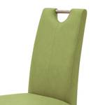 Lot de 2 chaises capitonnées Alessia II Imitation cuir - Vert kiwi / Chêne de Sonoma