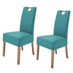 Lot de 2 chaises capitonnées Alessia II Imitation cuir - Bleu pétrole / Chêne