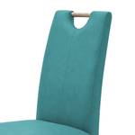 Lot de 2 chaises capitonnées Alessia II Imitation cuir - Bleu pétrole / Chêne de Sonoma