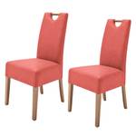 Lot de 2 chaises capitonnées Alessia II Imitation cuir - Rouge / Chêne