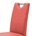 Lot de 2 chaises capitonnées Alessia II Imitation cuir - Rouge / Chêne de Sonoma