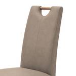 Lot de 2 chaises capitonnées Alessia II Imitation cuir - Taupe / Chêne