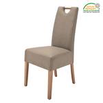 Lot de 2 chaises capitonnées Alessia II Imitation cuir - Taupe / Chêne