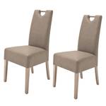 Lot de 2 chaises capitonnées Alessia II Imitation cuir - Taupe / Chêne de Sonoma