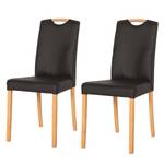 Chaises Ameros I (lot de 2) Imitation cuir - Limon / Chêne - Marron foncé / Hêtre