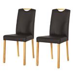 Chaises Ameros I (lot de 2) Imitation cuir - Limon / Chêne - Marron foncé / Chêne