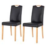 Chaises Ameros I (lot de 2) Imitation cuir - Limon / Chêne - Noir / Hêtre