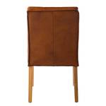 Chaises capitonnées Wiluna (lot de 2) Cuir véritable - Chêne massif - Cognac / Chêne - Cuir véritable