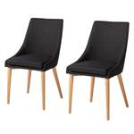 Chaises rembourées Brea (lot de 2) Tissu / Frêne - Noir