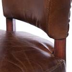Gestoffeerde stoel Cigar Lounge echt leer/bruin massief eikenhout