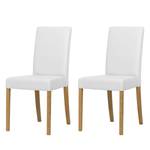 Gestoffeerde stoelen Corinna 2-delige set- - Kunstleer Sani: Wit - Eik