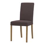 Chaises rembourrées Corinna (lot de 2) Tissu - Tissu Suria : Marron foncé - Chêne