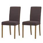 Chaises rembourrées Corinna (lot de 2) Tissu - Tissu Suria : Marron foncé - Chêne