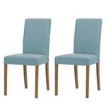 Chaises rembourrées Corinna (lot de 2) Tissu - Tissu Suria : Bleu clair - Chêne