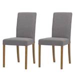 Chaises rembourrées Corinna (lot de 2) Tissu - Tissu Suria : Gris clair - Chêne