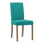 Gestoffeerde stoelen Allegra geweven stof - Stof Suria: Turquoise - Eik