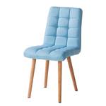 Chaise capitonnée Doskie I Tissu / Chêne massif - Tissu Zea: Bleu pastel - Lot de 2