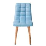 Chaise capitonnée Doskie I Tissu / Chêne massif - Tissu Zea: Bleu pastel - Lot de 2