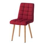 Gestoffeerde stoel Doskie I geweven stof/massief eikenhout - Geweven stof Zea: Kersenrood - 2-delige set