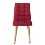 Chaise capitonnée Doskie I Tissu / Chêne massif - Tissu Zea: Rouge cerise - Lot de 2