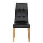 Chaises rembourrées Elanas (lot de 2) Cuir véritable - Noir / Imitation chêne clair