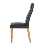 Chaises rembourrées Elanas (lot de 2) Cuir véritable - Noir / Imitation chêne clair