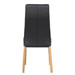 Chaises rembourrées Elanas (lot de 2) Cuir véritable - Noir / Imitation chêne clair