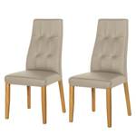 Chaises rembourrées Elanas (lot de 2) Cuir véritable - Limon / Chêne