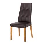 Chaises rembourrées Elanas (lot de 2) Cuir véritable - Marron foncé / Chêne