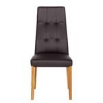 Chaises rembourrées Elanas (lot de 2) Cuir véritable - Marron foncé / Chêne