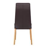 Gestoffeerde stoelen Saleno II echt leer - Donkerbruin/eikenhoutkleurig