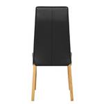 Chaises rembourrées Elanas (lot de 2) Cuir véritable - Noir / Chêne