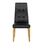 Chaises rembourrées Elanas (lot de 2) Cuir véritable - Noir / Chêne