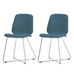 Chaises rembourrées Eske II (lot de 2) Tissu / Métal chromé - Tissu Vesta : Bleu pétrole