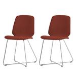 Chaises rembourrées Eske II (lot de 2) Tissu / Métal chromé - Tissu Vesta : Rouge