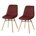 Chaises capitonnées Farelas Tissu / Hêtre massif - Tissu Cors: Rouge foncé - Lot de 2